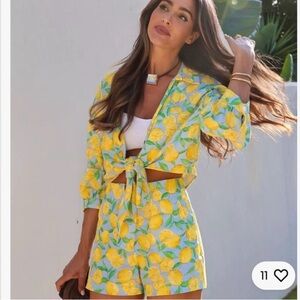 ZARA PRINTED LINEN BLEND SHORTS